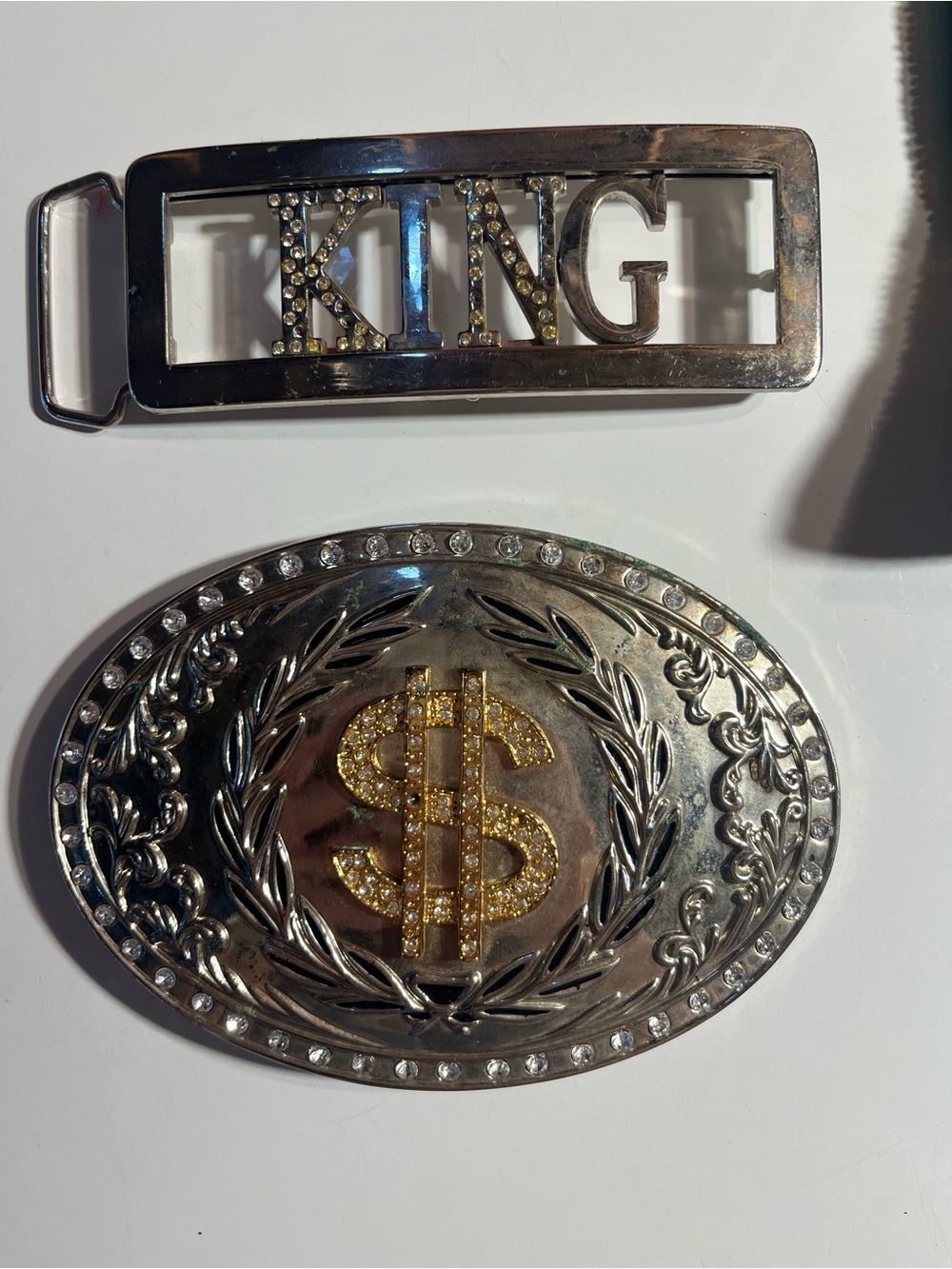 Vintage Hip Hop Belt Buckles King Belt Buckle And Round Money Sign Belt Buckle